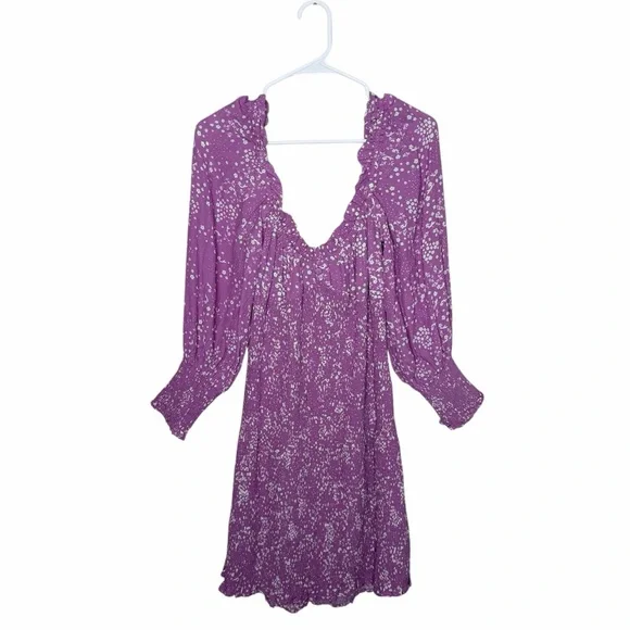 Faithfull The Brand Gombardy Mini Dress in Stevie Floral Size XL / US 10 Purple - Picture 4 of 14